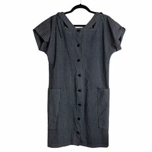 Vintage Black/Gray Stripe Button Up Dress Medium